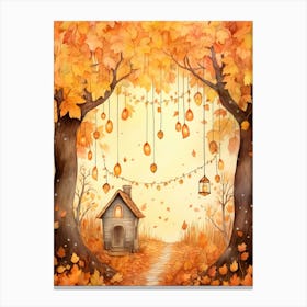 Cute Autumn Fall Scene 39 Canvas Print