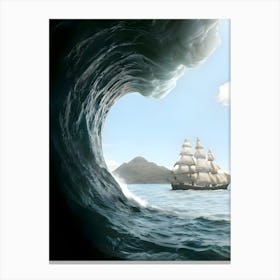 Ship In A Wave Canvas Print