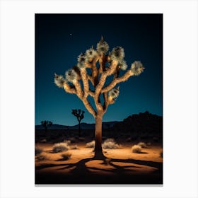  Photograph Of A Joshua Tree At Night  In A Sandy Desert 4 Canvas Print
