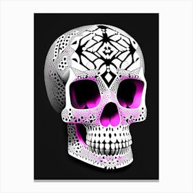 Skull With Geometric Designs Pink 4 Doodle Canvas Print