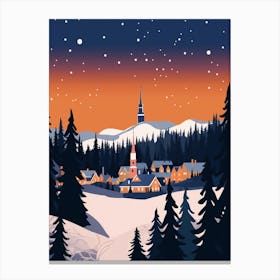 Retro Winter Illustration Rovaniemi Finland 1 Canvas Print