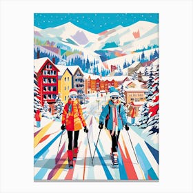Telluride Ski Resort   Colorado Usa, Ski Resort Illustration 1 Canvas Print