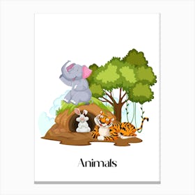 47.Beautiful jungle animals. Fun. Play. Souvenir photo. World Animal Day. Nursery rooms. Children: Decorate the place to make it look more beautiful. Canvas Print