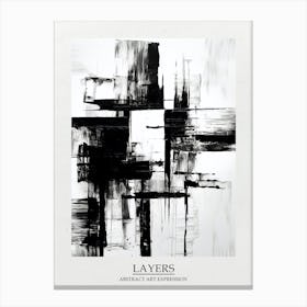 Layers Abstract Black And White 2 Poster Canvas Print