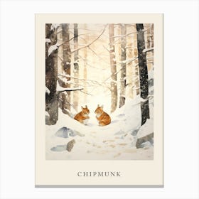 Winter Watercolour Chipmunk 10 Poster Canvas Print