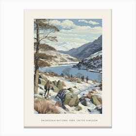 Vintage Winter Poster Snowdonia National Park United Kingdom 4 Canvas Print