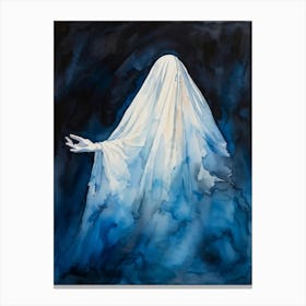 Watercolor Painting Capturing A Figure Shrouded In A Translucent Veil Reminiscent Of Religious Icon (4) Canvas Print