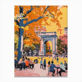 Washington Square Park New York Colourful Silkscreen Illustration 2 Canvas Print