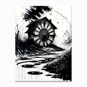Black And White Ink Painting 2 Canvas Print