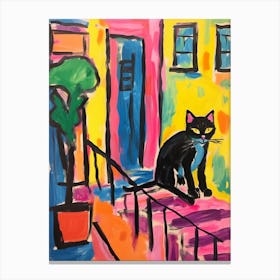 Painting Of A Cat In Verona Italy 1 Canvas Print