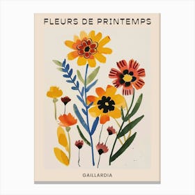 Spring Floral French Poster  Gaillardia 3 Canvas Print