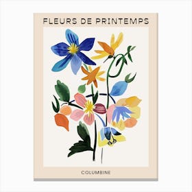Spring Floral French Poster  Columbine 3 Canvas Print