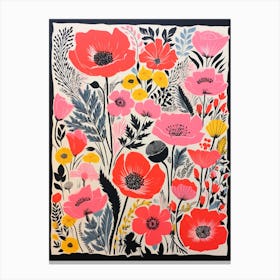 Vibrant Poppies Screen Print Canvas Print