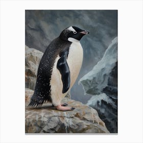 Adlie Penguin Grytviken Oil Painting 4 Canvas Print