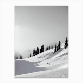 La Parva, Chile Black And White Skiing Poster Canvas Print