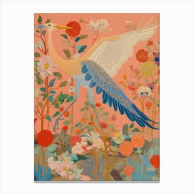 Maximalist Bird Painting Great Blue Heron 2 Canvas Print