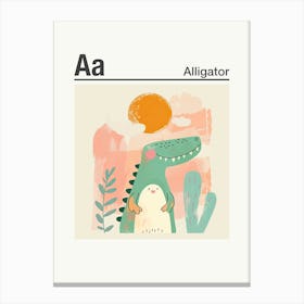 Animals Alphabet Alligator 3 Canvas Print