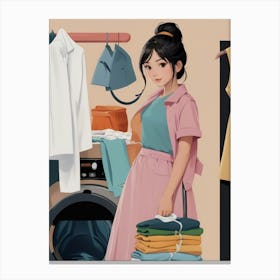 Asian Girl With Clothes Canvas Print