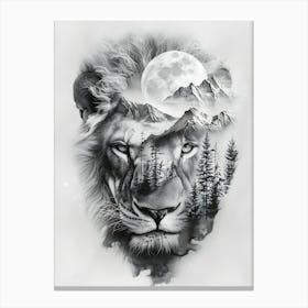 Lion In The Mountains Canvas Print