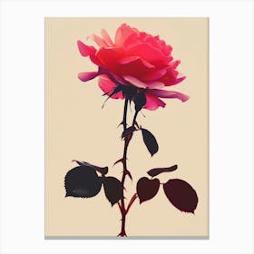 English Roses Painting Rose Silhouette 4 Canvas Print