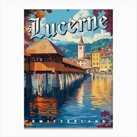 Lucerne Switzerland Vintage Travel Canvas Print