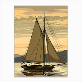 Sailboat At Sunset Vector Canvas Print