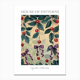 Botanical Bows And Cherries 6 Pattern Poster Canvas Print