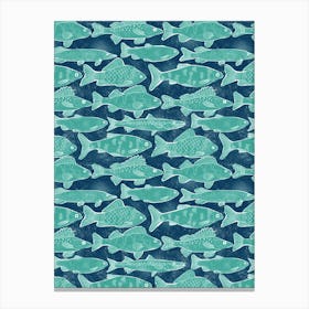 Block Print Lake Fish Canvas Print