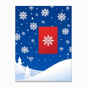 Abstract Winter Themed Illustration Featuring A Small White Ornament Framed By Satin Snowflakes On Canvas Print