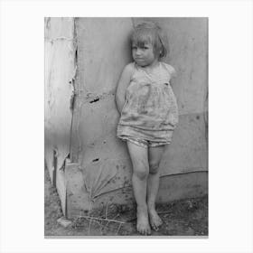 Child Of White Migrant Worker Standing By Tent Home Near Harlingen, Texas By Russell Lee Canvas Print