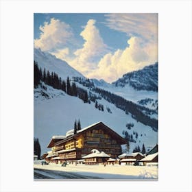 Adelboden, Switzerland Ski Resort Vintage Landscape 1 Skiing Poster Canvas Print