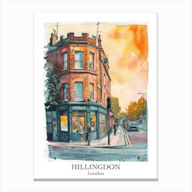 Hillingdon London Borough   Street Watercolour 3 Poster Canvas Print