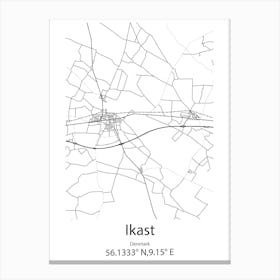 Ikast,Denmark Minimalist Map Canvas Print