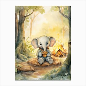 Elephant Painting Camping Watercolour 4 Canvas Print