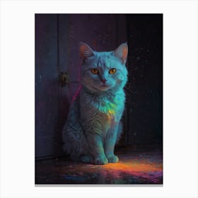 Cat In A Rainbow Canvas Print