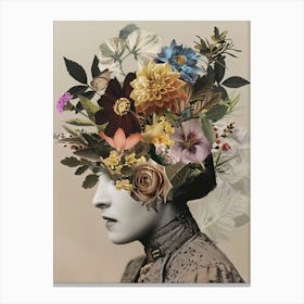 Woman With Flowers In Her Head Canvas Print