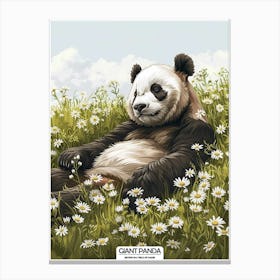 Giant Panda Resting In A Field Of Daisies Poster 3 Canvas Print