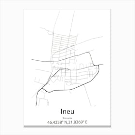 Ineu,Romania Minimalist Map Canvas Print