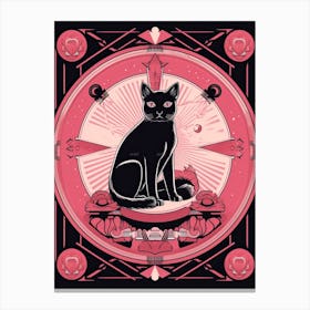 The Wheel Of Fortune Tarot Card, Black Cat In Pink 1 Canvas Print