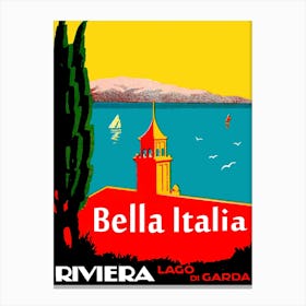 Lake Garda, Italy, Vintage Travel Poster Canvas Print