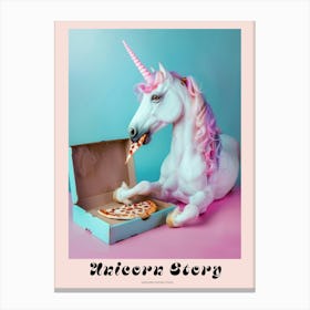Toy Unicorn Eating A Pizza Slice 2 Poster Canvas Print