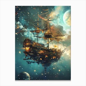 Fantasy Ship Floating in the Galaxy 24 Canvas Print