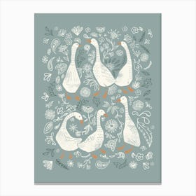 Geese And Florals Canvas Print