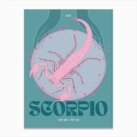 Teal Zodiac Scorpio Canvas Print