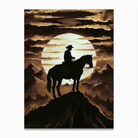 Cowboy On Horseback 1 Canvas Print