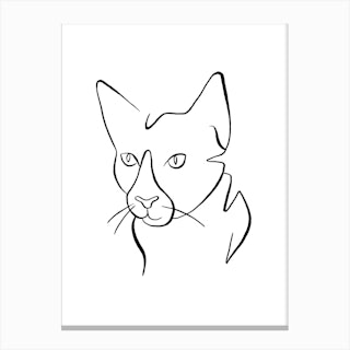 Minimal Striped Cat Canvas Print