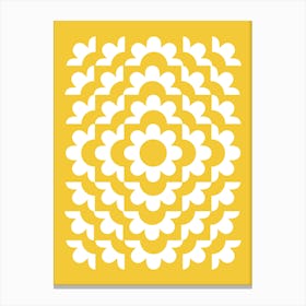 Midcentury Modern Abstract Geometric Flower Pattern Floral in Mustard Yellow Gold 1 Canvas Print