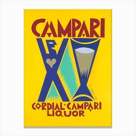 Vintage Crodial Campari Liquor 1927 Yellow Canvas Print