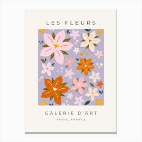 Les Fleurs | 08 - Retro Flowers Purple Orange Blush Floral Canvas Print