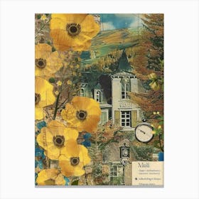 Yellow Flowers Scrapbook Collage Cottage 3 Canvas Print